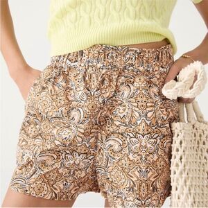J. Crew Size M Poplin Short in Ornate Paisley Pull-On Cotton Pocket Style BH824